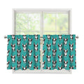Cartoon Boston Terrier Pattern Print Tier Curtains