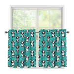 Cartoon Boston Terrier Pattern Print Tier Curtains