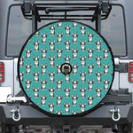 Cartoon Boston Terrier Pattern Print Tire Cover With Camera Hole