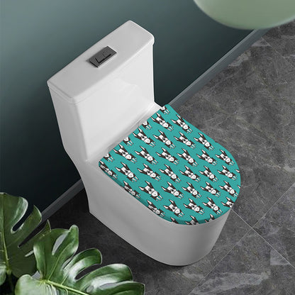 Cartoon Boston Terrier Pattern Print Toilet Lid Cover