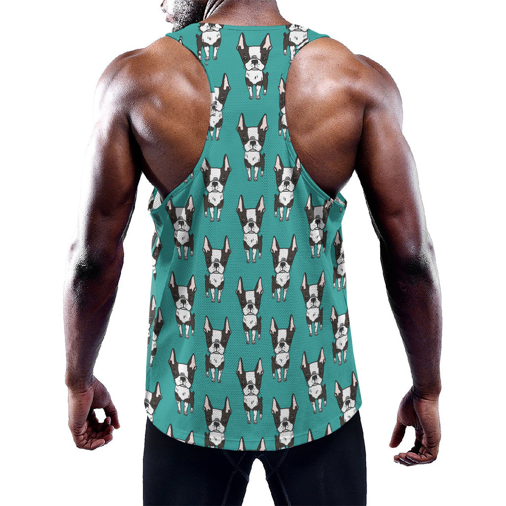 Cartoon Boston Terrier Pattern Print Training Tank Top