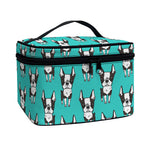 Cartoon Boston Terrier Pattern Print Travel Makeup Bag
