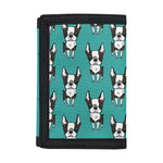 Cartoon Boston Terrier Pattern Print Trifold Wallet