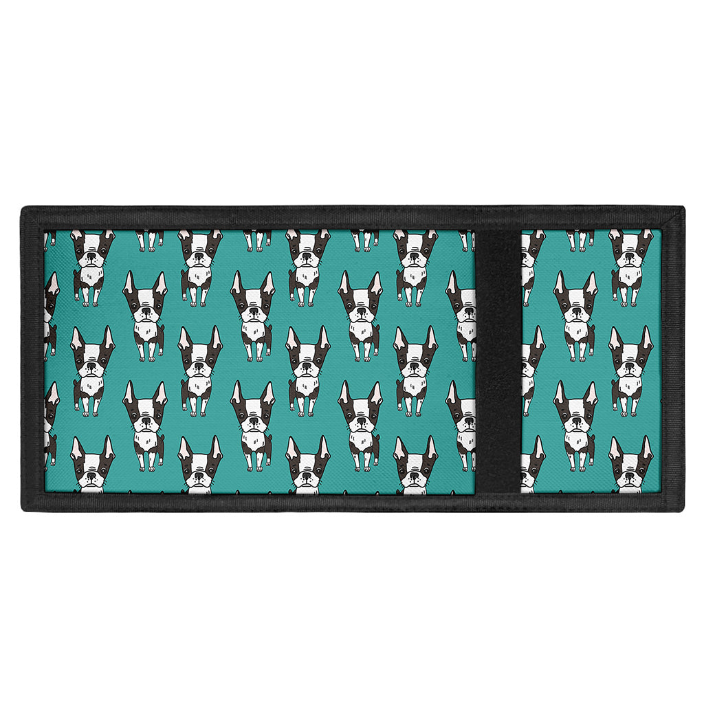 Cartoon Boston Terrier Pattern Print Trifold Wallet