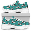 Cartoon Boston Terrier Pattern Print White Chunky Shoes