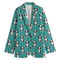 Cartoon Boston Terrier Pattern Print Women's Blazer