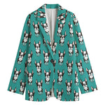 Cartoon Boston Terrier Pattern Print Women's Blazer