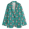 Cartoon Boston Terrier Pattern Print Women's Blazer