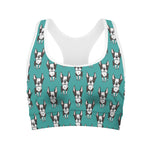 Cartoon Boston Terrier Pattern Print Women's Sports Bra