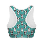 Cartoon Boston Terrier Pattern Print Women's Sports Bra