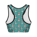 Cartoon Boston Terrier Pattern Print Women's Sports Bra