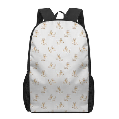 Cartoon Bull Terrier Pattern Print 17 Inch Backpack