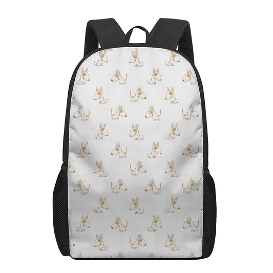 Cartoon Bull Terrier Pattern Print 17 Inch Backpack