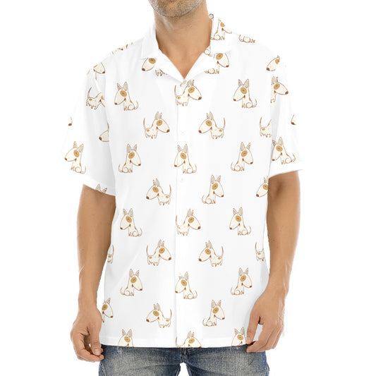 Cartoon Bull Terrier Pattern Print Aloha Shirt
