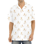 Cartoon Bull Terrier Pattern Print Aloha Shirt