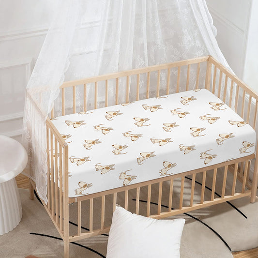 Cartoon Bull Terrier Pattern Print Baby Crib Sheet
