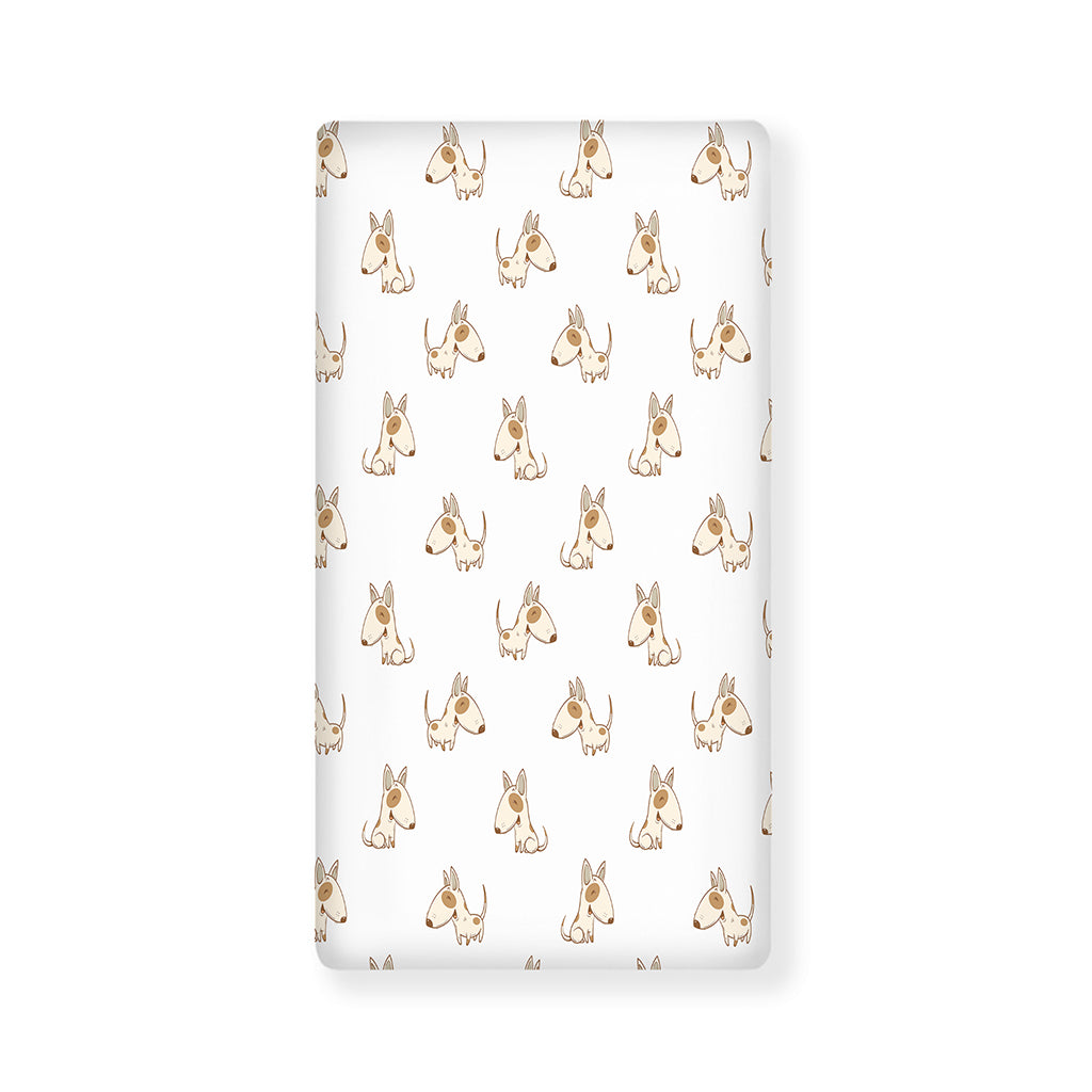 Cartoon Bull Terrier Pattern Print Baby Crib Sheet
