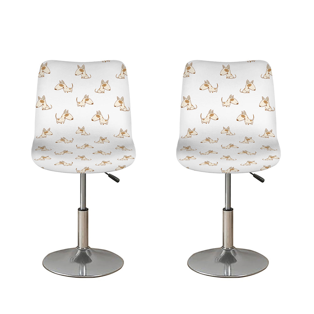 Cartoon Bull Terrier Pattern Print Bar Stool Covers