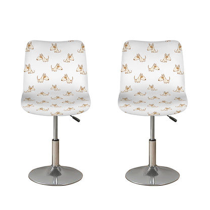 Cartoon Bull Terrier Pattern Print Bar Stool Covers