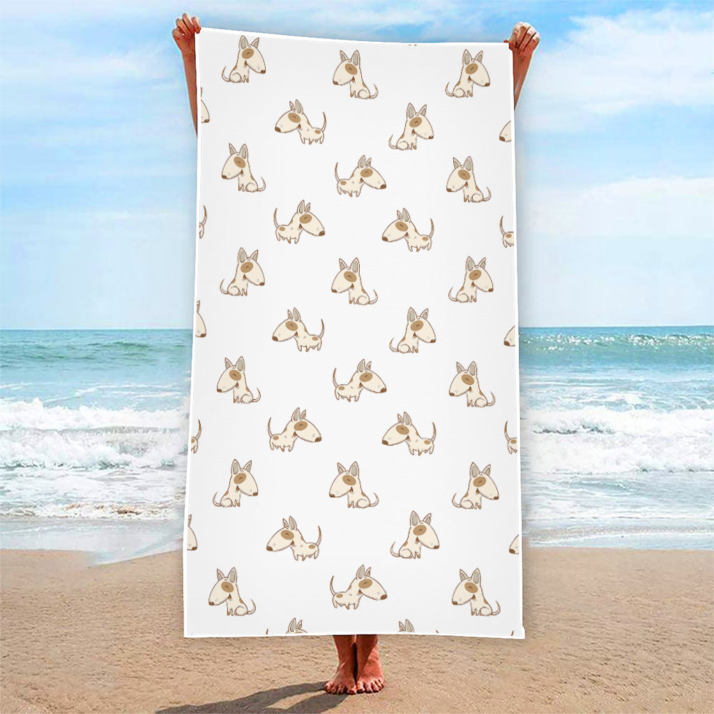 Cartoon Bull Terrier Pattern Print Beach Towel