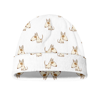 Cartoon Bull Terrier Pattern Print Beanie
