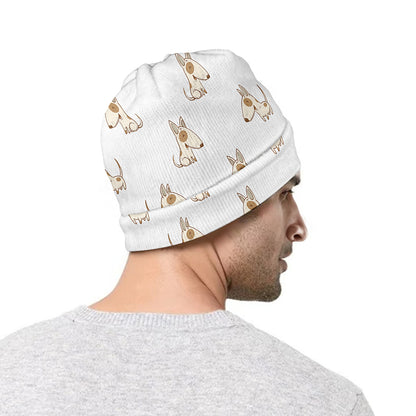 Cartoon Bull Terrier Pattern Print Beanie