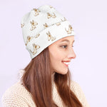 Cartoon Bull Terrier Pattern Print Beanie