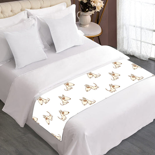 Cartoon Bull Terrier Pattern Print Bed Runner