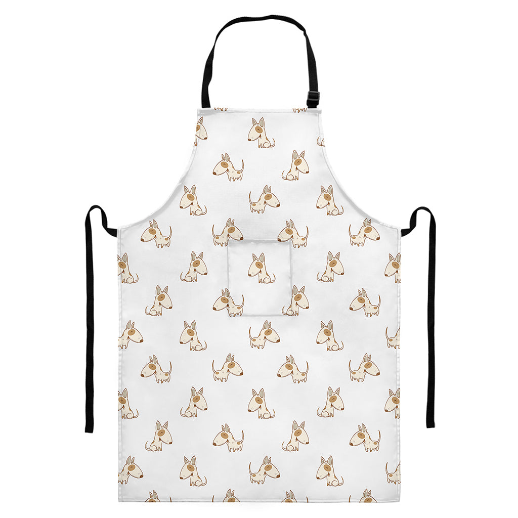 Cartoon Bull Terrier Pattern Print Bib Apron With Pocket