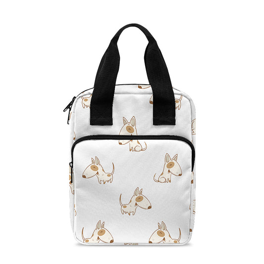 Cartoon Bull Terrier Pattern Print Bible Tote Bag