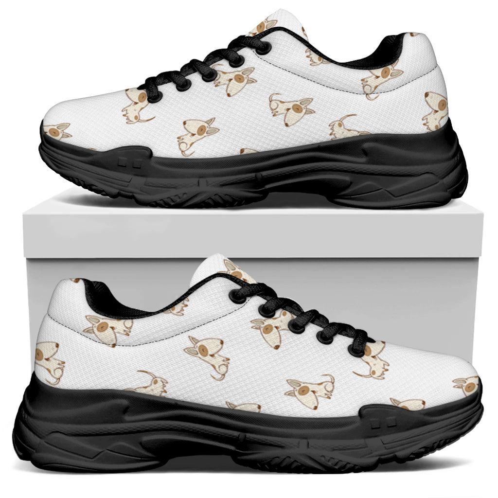 Cartoon Bull Terrier Pattern Print Black Chunky Shoes
