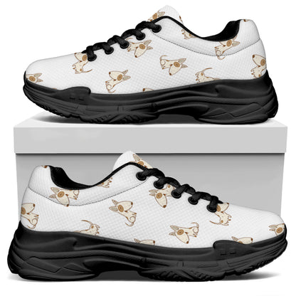 Cartoon Bull Terrier Pattern Print Black Chunky Shoes