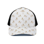 Cartoon Bull Terrier Pattern Print Black Mesh Trucker Cap