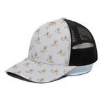 Cartoon Bull Terrier Pattern Print Black Mesh Trucker Cap