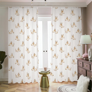 Cartoon Bull Terrier Pattern Print Blackout Pencil Pleat Curtains