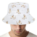 Cartoon Bull Terrier Pattern Print Bucket Hat