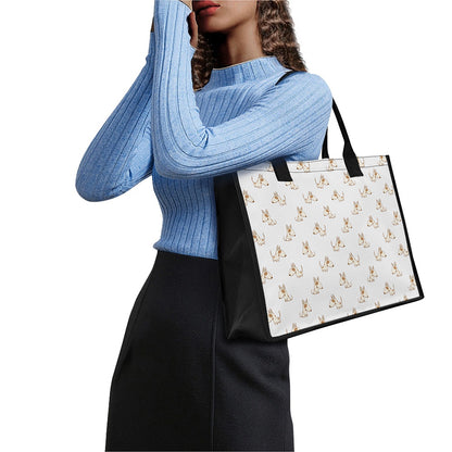 Cartoon Bull Terrier Pattern Print Canvas Tote Bag