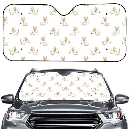 Cartoon Bull Terrier Pattern Print Car Windshield Sun Shade
