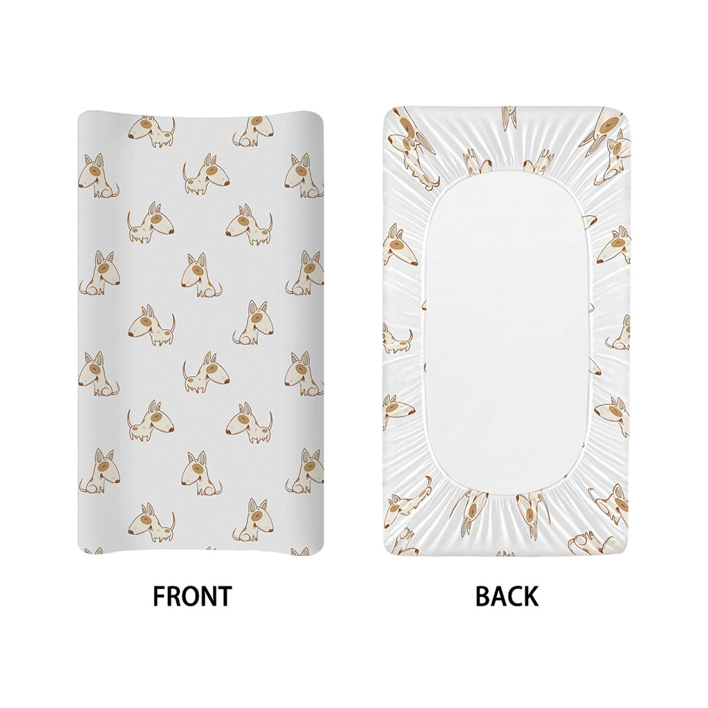 Cartoon Bull Terrier Pattern Print Changing Pad Cover