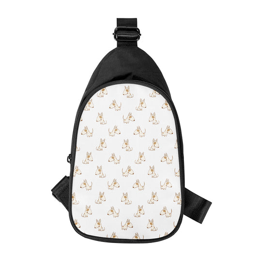 Cartoon Bull Terrier Pattern Print Chest Bag