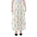 Cartoon Bull Terrier Pattern Print Chiffon Maxi Skirt