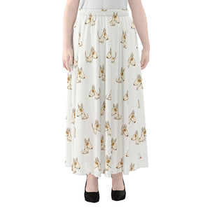 Cartoon Bull Terrier Pattern Print Chiffon Maxi Skirt