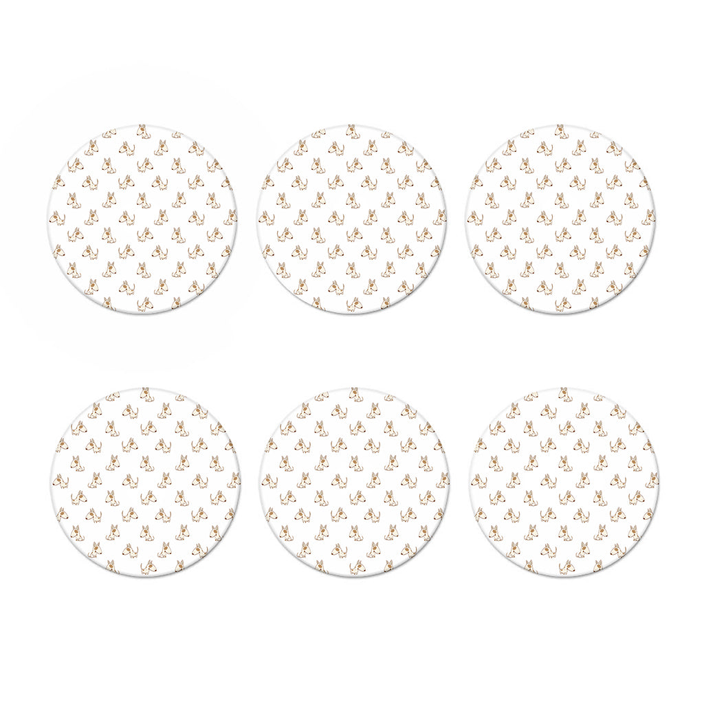 Cartoon Bull Terrier Pattern Print Coaster Set