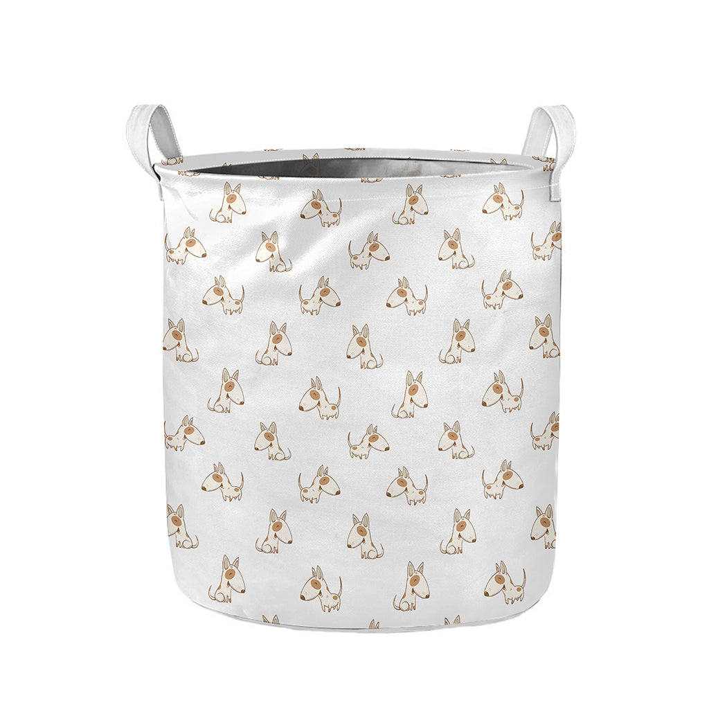 Cartoon Bull Terrier Pattern Print Collapsible Laundry Basket