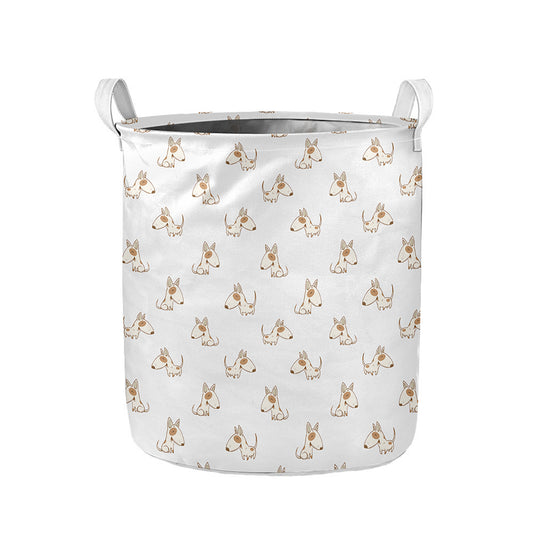 Cartoon Bull Terrier Pattern Print Collapsible Laundry Basket