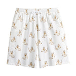 Cartoon Bull Terrier Pattern Print Cotton Shorts