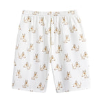 Cartoon Bull Terrier Pattern Print Cotton Shorts
