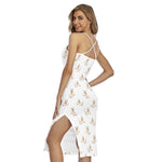 Cartoon Bull Terrier Pattern Print Cross Back Cami Dress