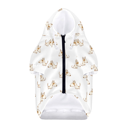 Cartoon Bull Terrier Pattern Print Dog Zip Up Hoodie
