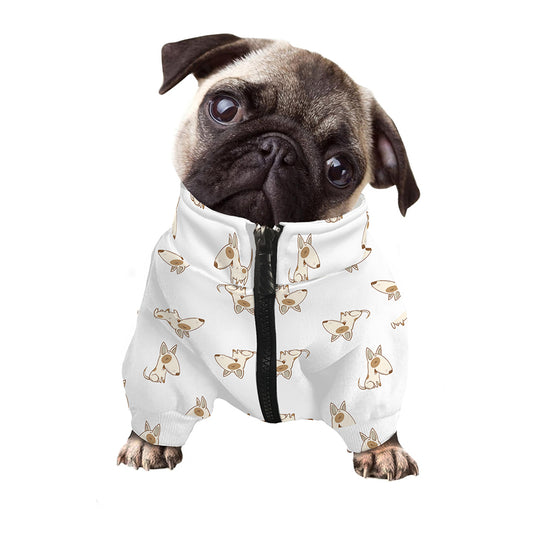 Cartoon Bull Terrier Pattern Print Dog Zip Up Jacket